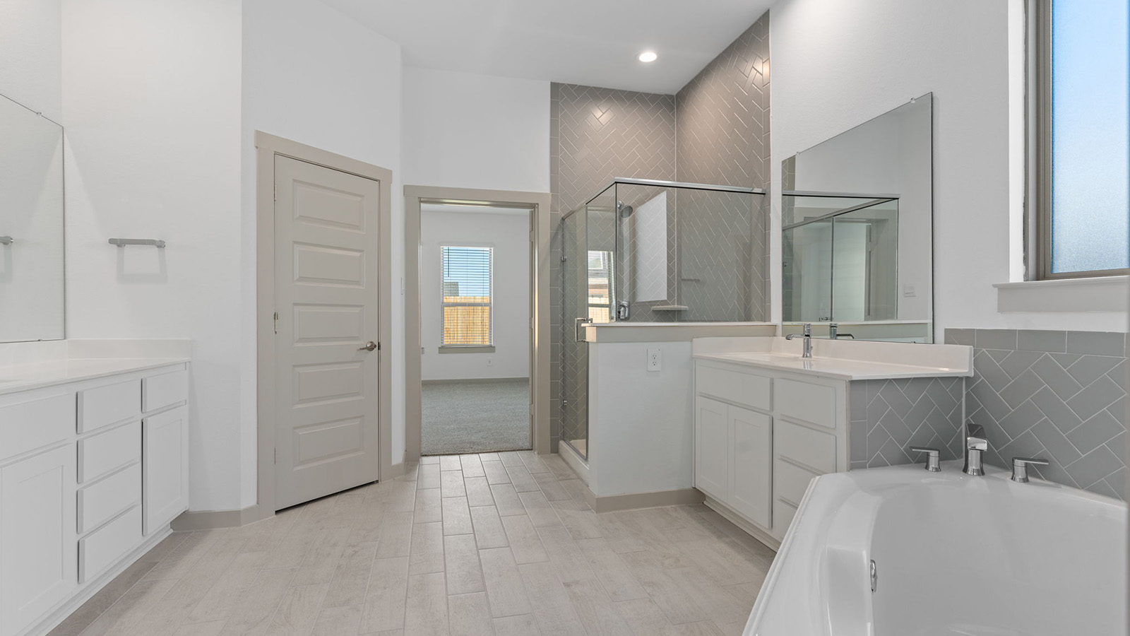 primary bathroom with one window