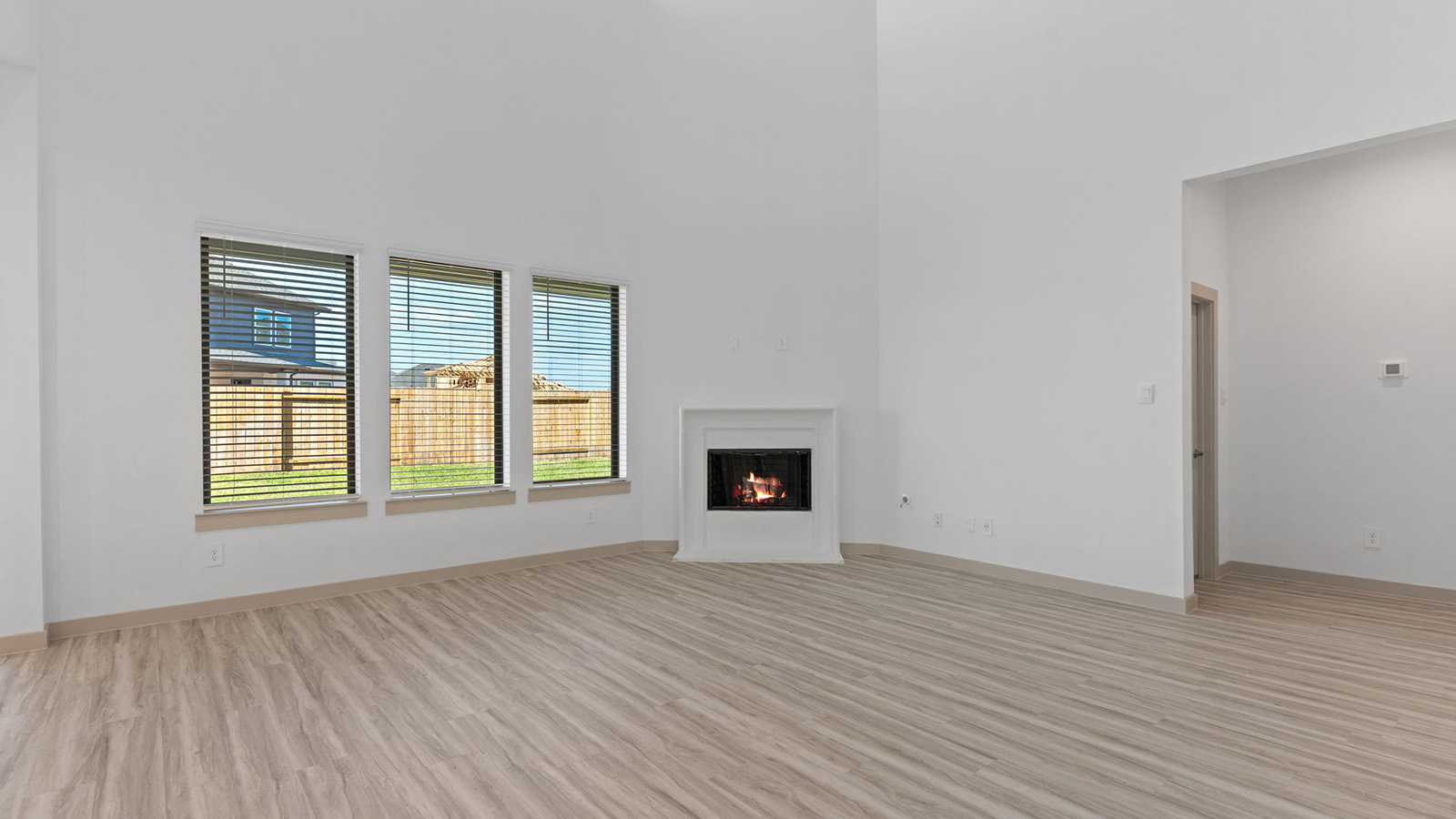 living room with large window