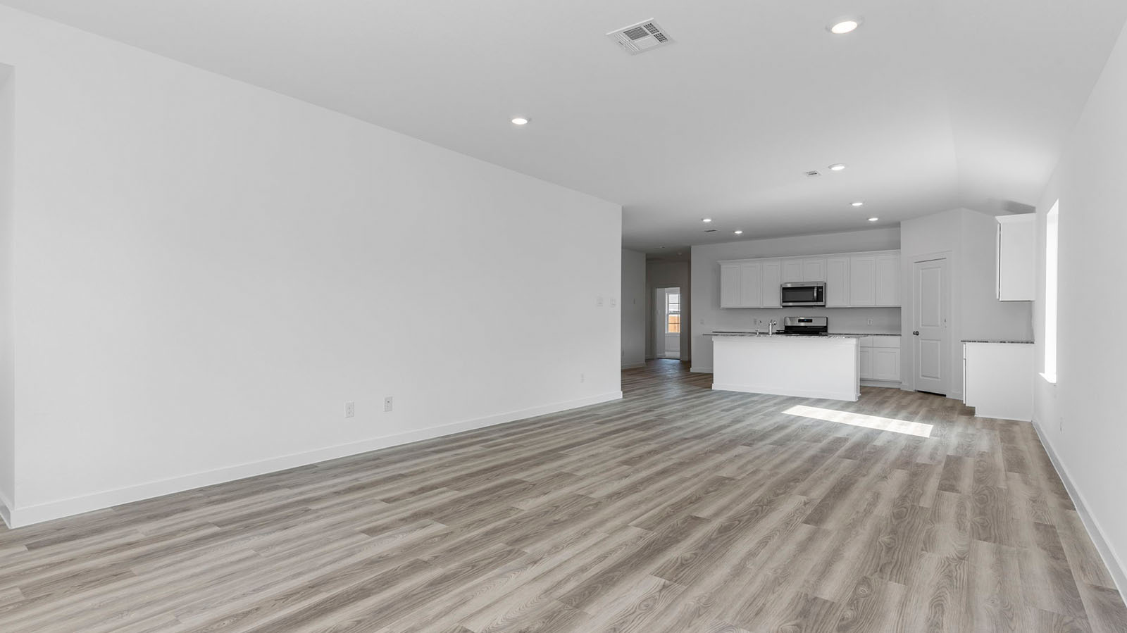 Spacious open concept living room and kitchen