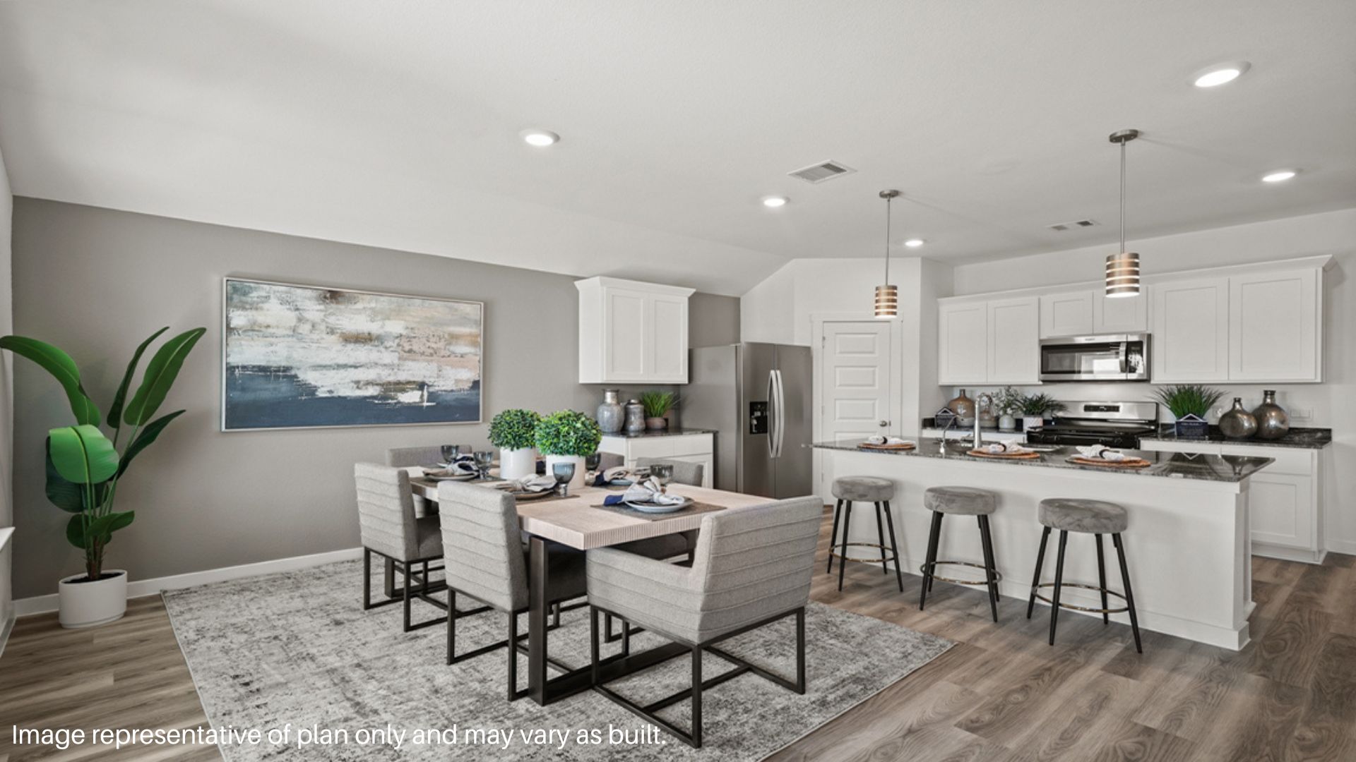 Dining area with large windows from natural lighting