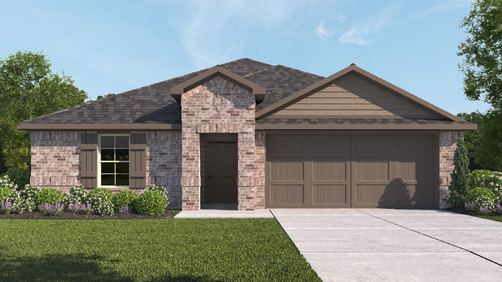 Single Story Brick Exterior Rendering