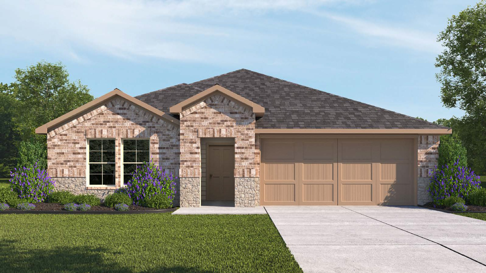 Single Story Brick/Stone Exterior Rendering
