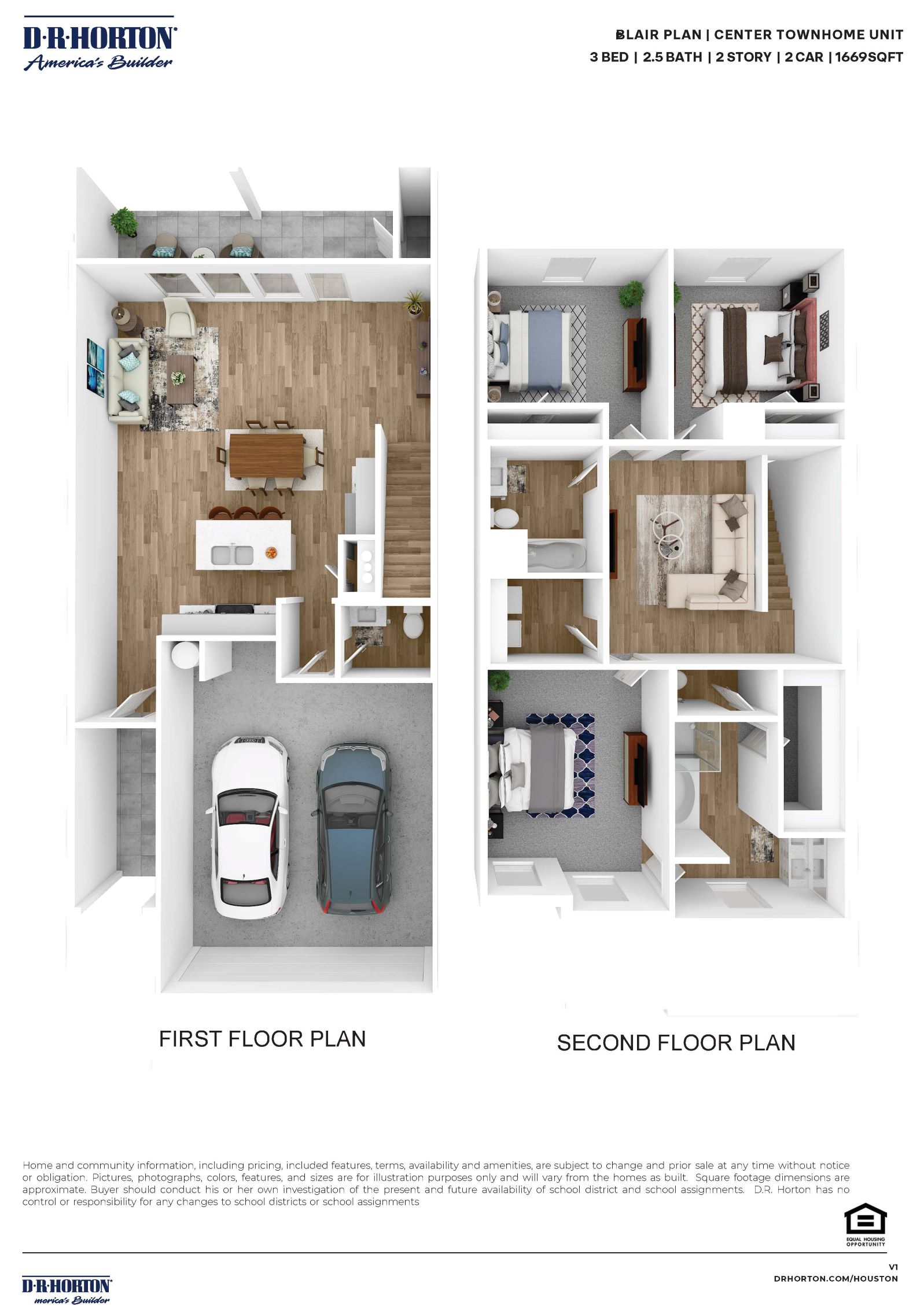 The kitchen in the Blair townhome  features granite countertops and stainless steel appliances