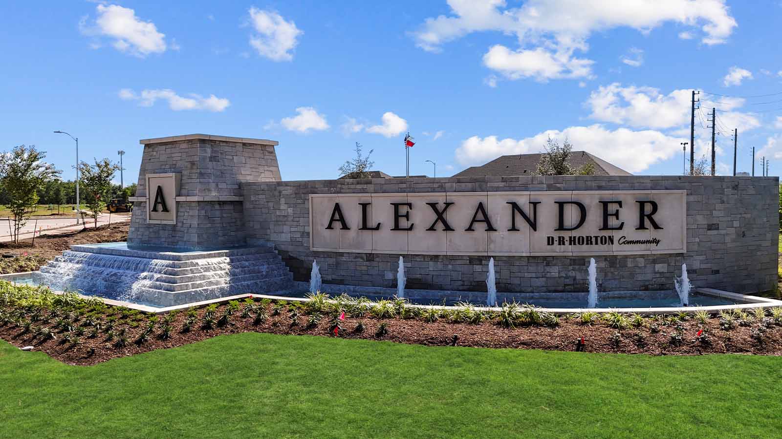 Alexander community entry monument in Alvin TX