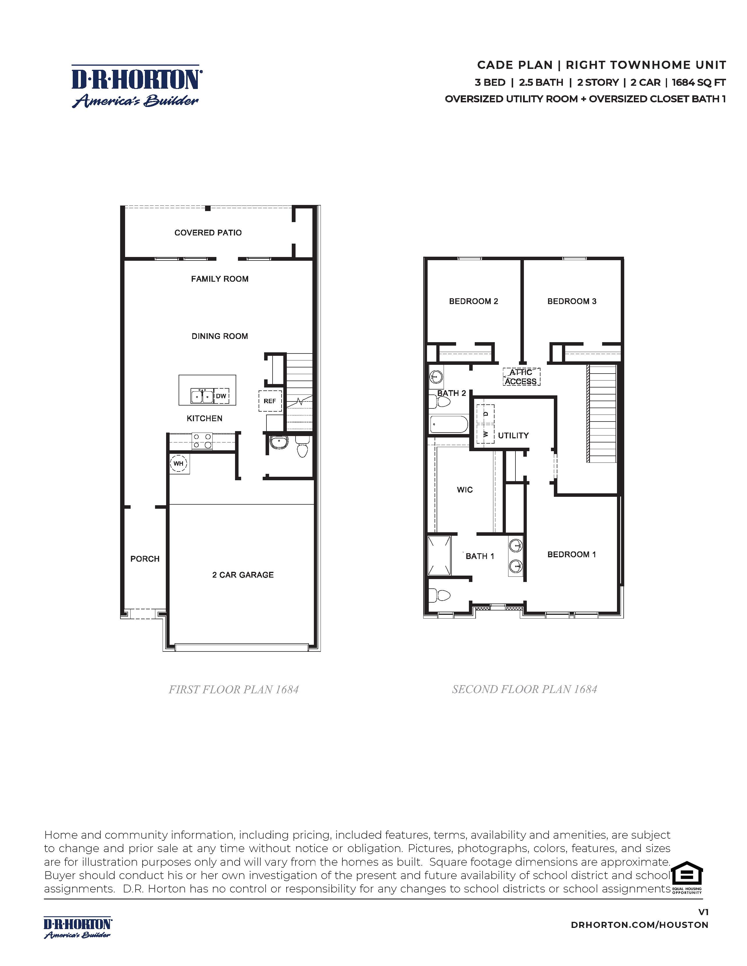 The Cade floor plan features open-concept living room in Alexander Townhomes with modern finishes in Pearland TX