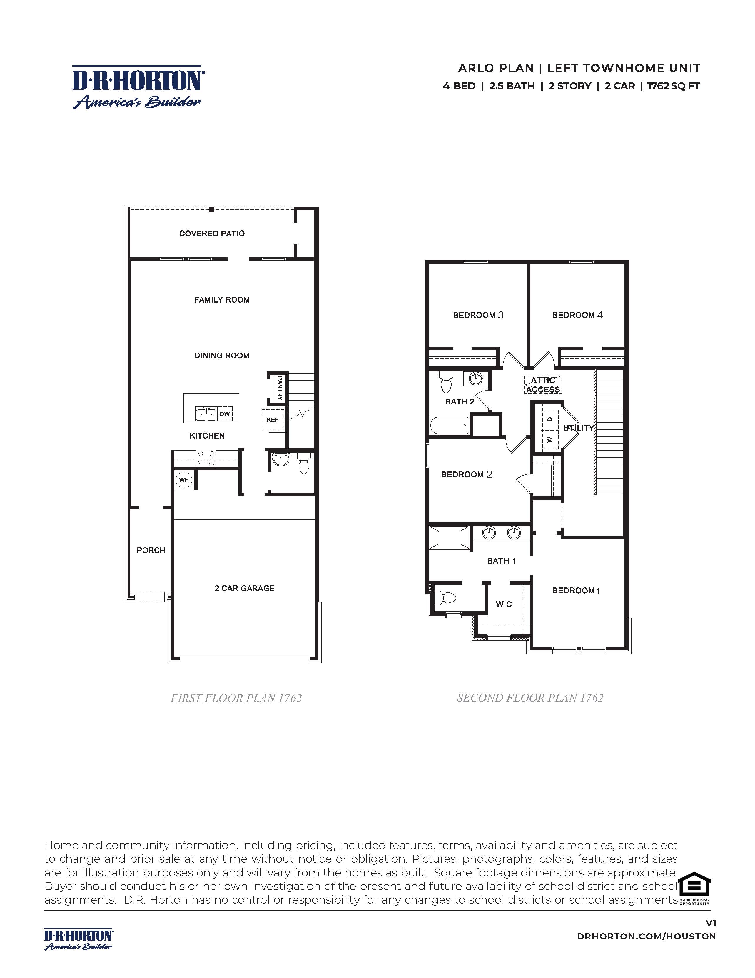 The Arlo townhome floor plan features Smart home technology features inside Alexander Townhomes in Pearland TX