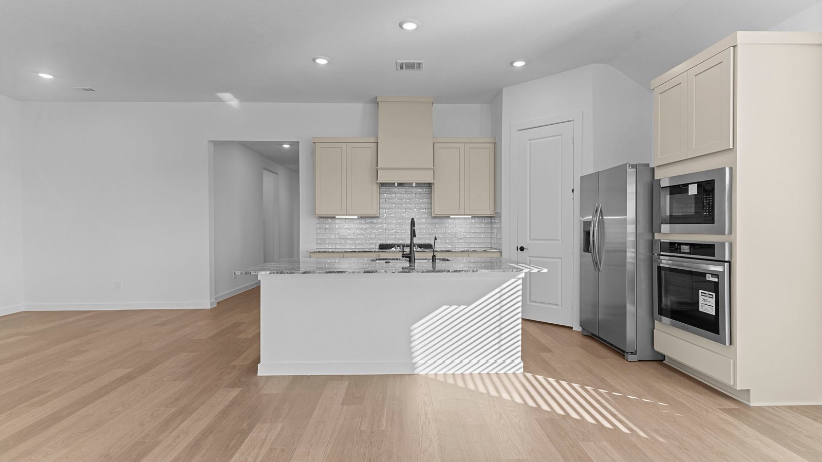 kitchen with island and walk in pantry