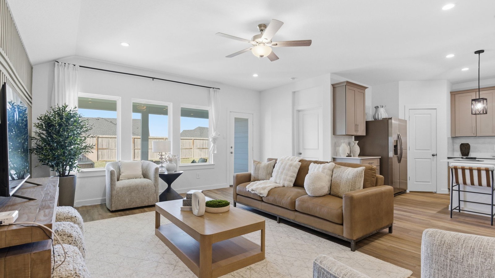 living room with large window