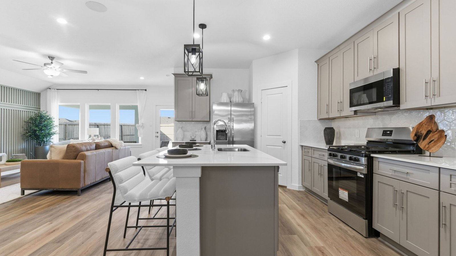 open concept kitchen with island