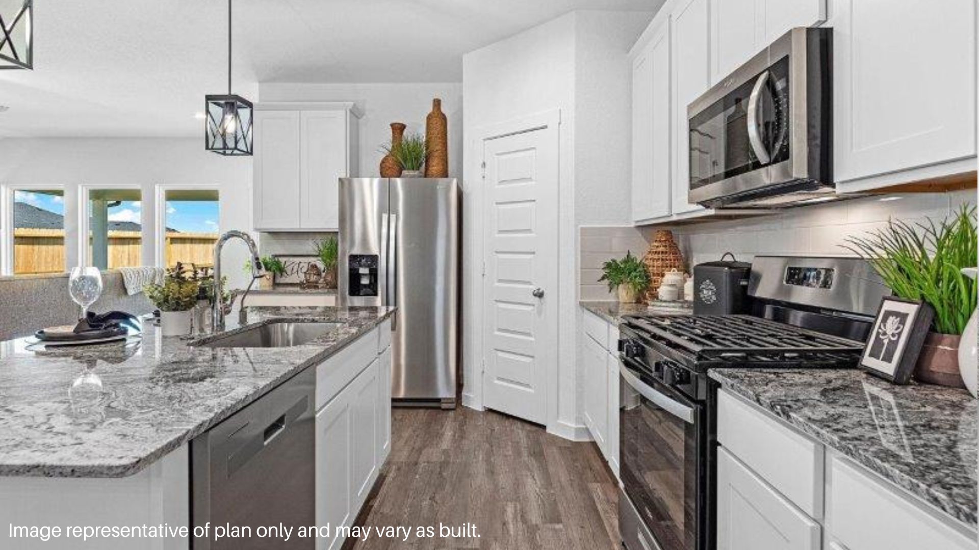 Kitchen with stainless steel appliances.