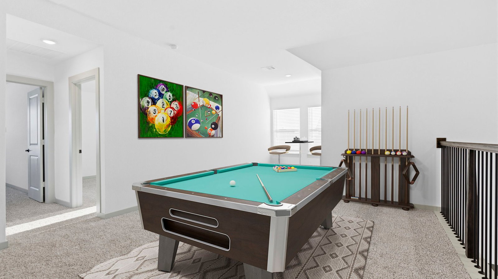 game room with large window