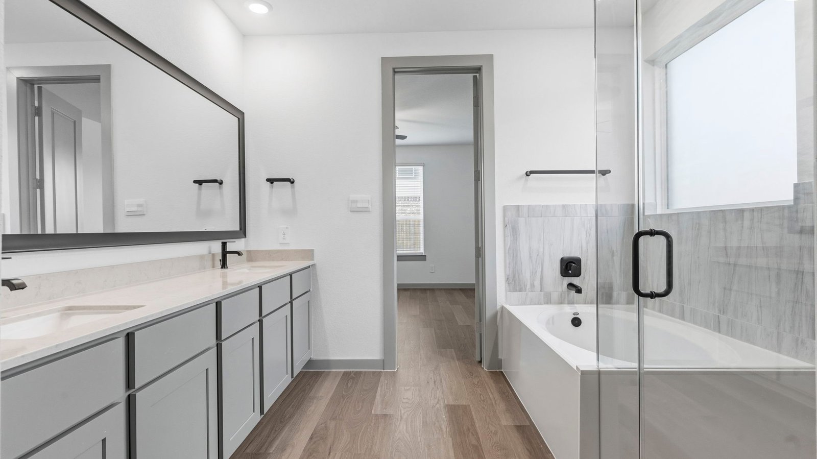 primary bathroom with one window
