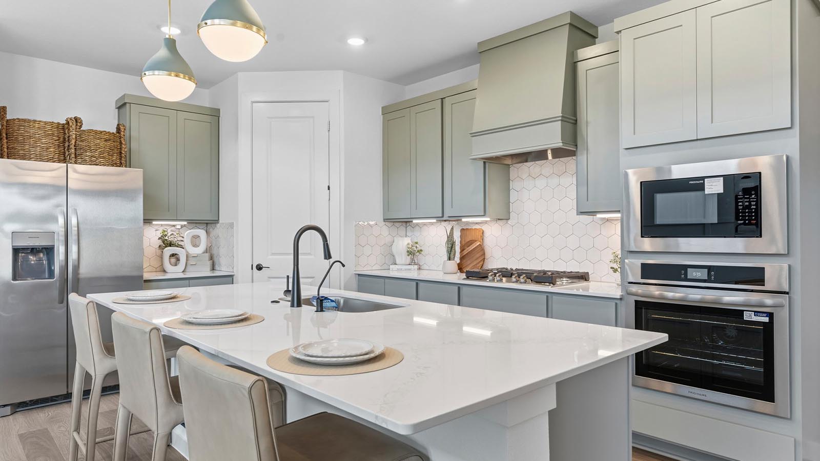kitchen with large island and walk in pantry
