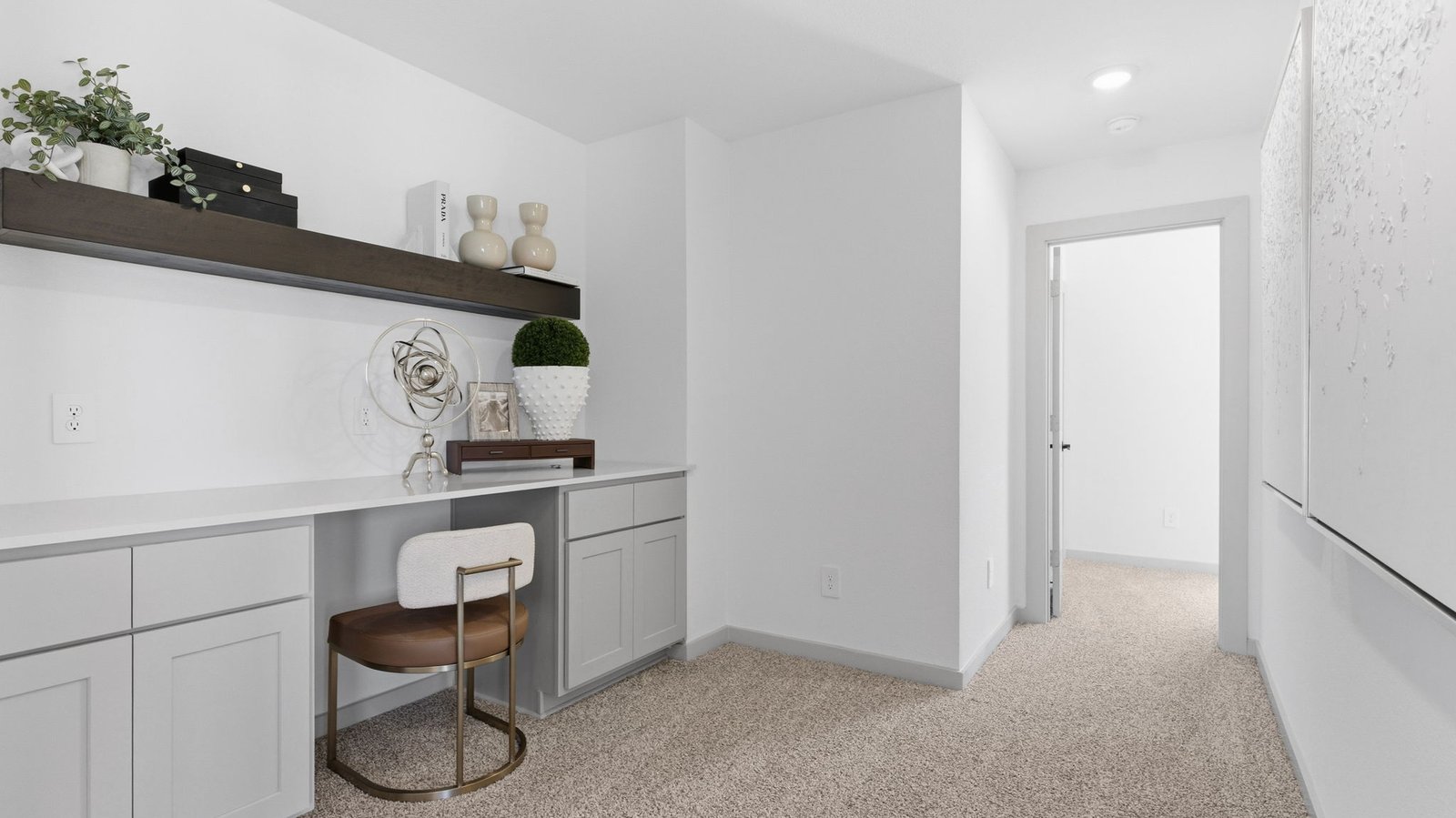 A upstairs nook built for an additional office area