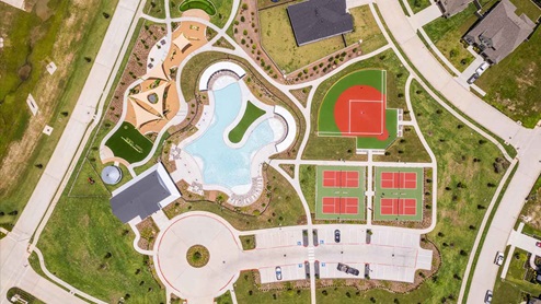 Airel view of pool and park