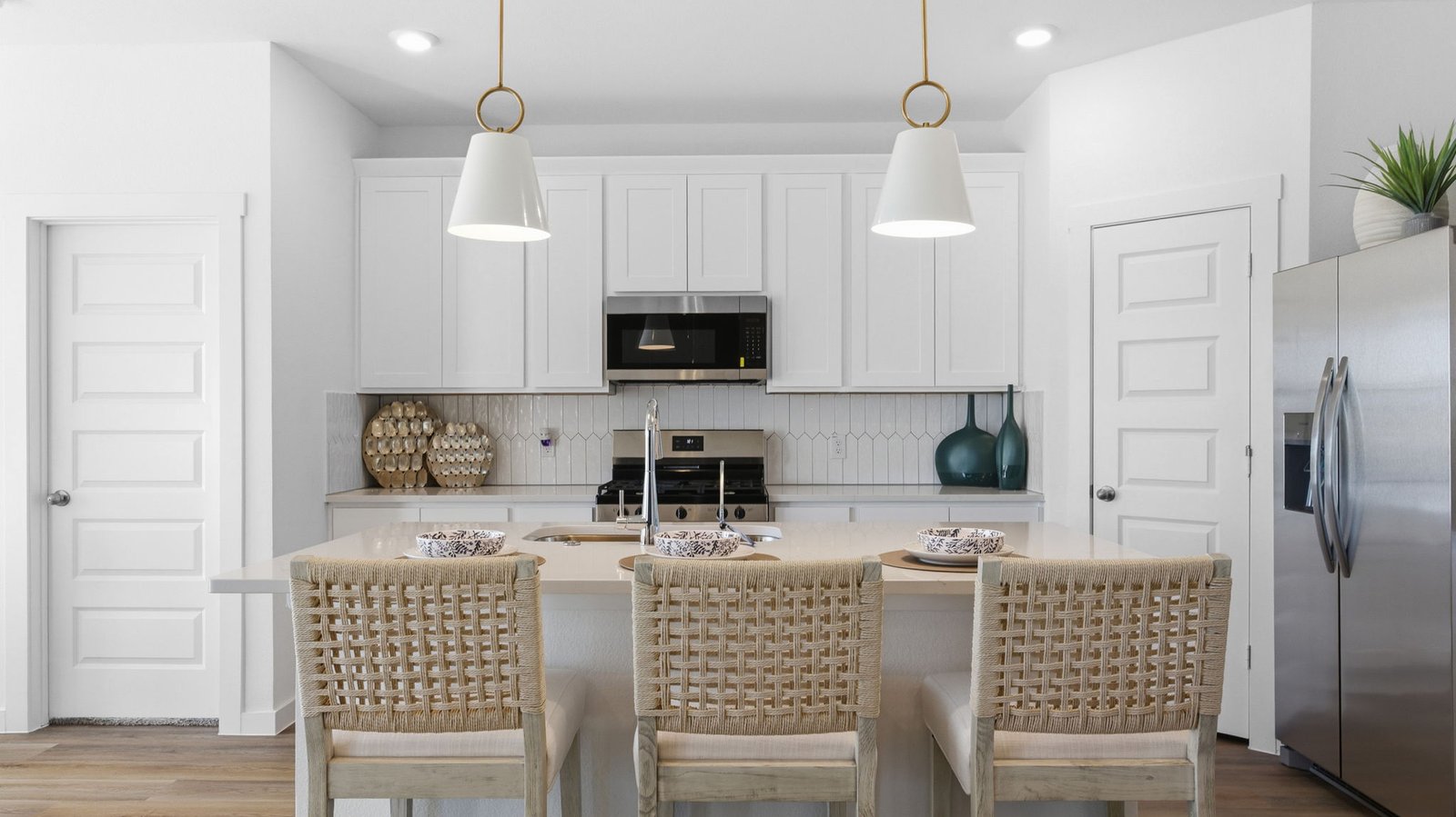 kitchen with large island and walk in pantry