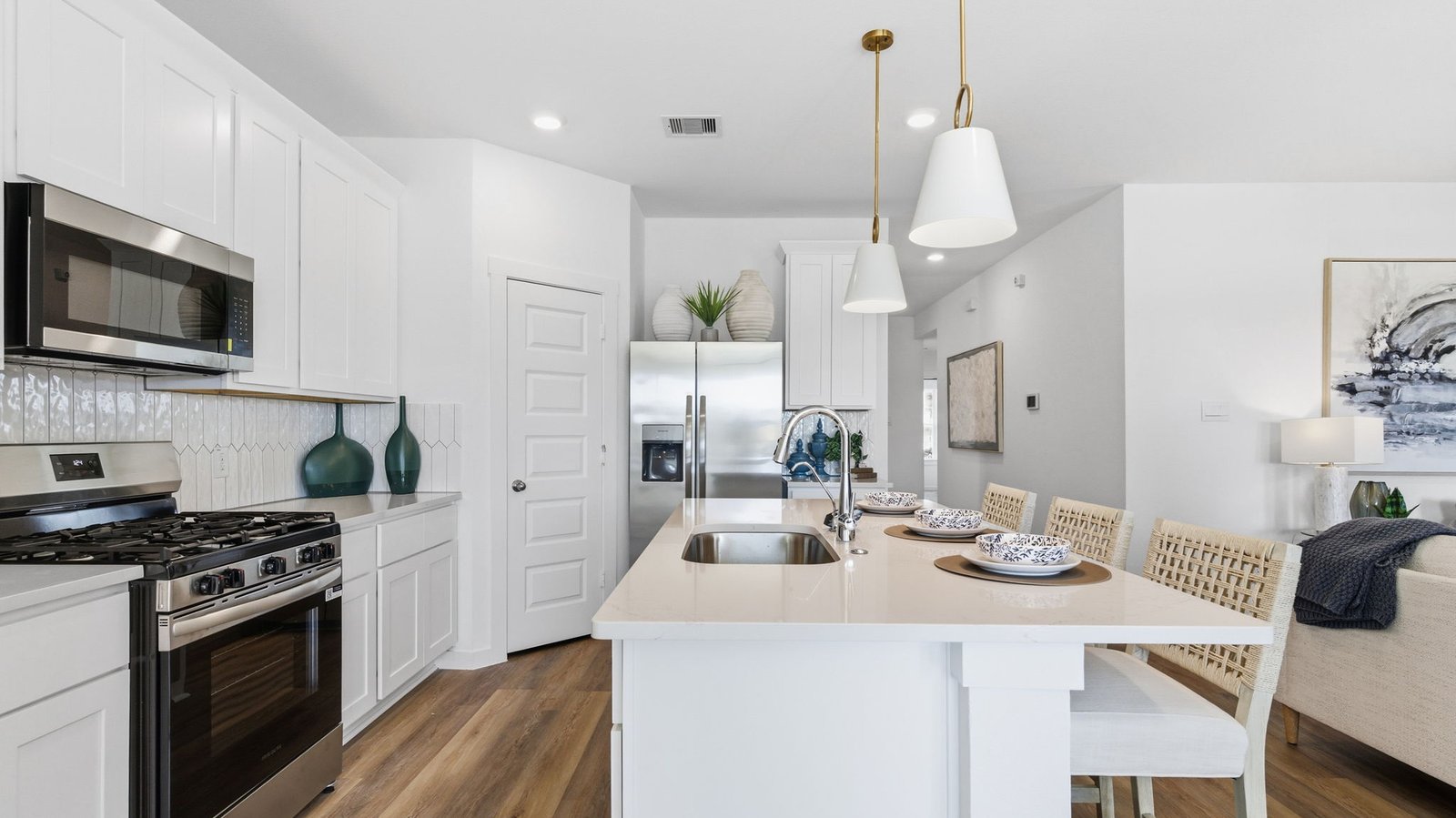 kitchen with island and walk in pantry