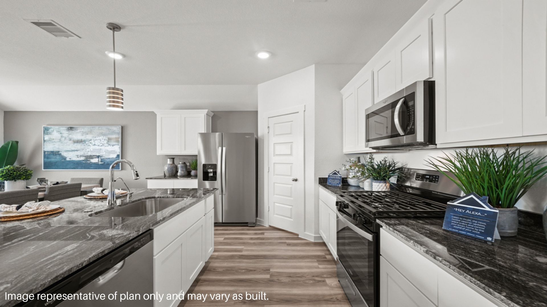 Beautiful kitchen with granite counter tops.