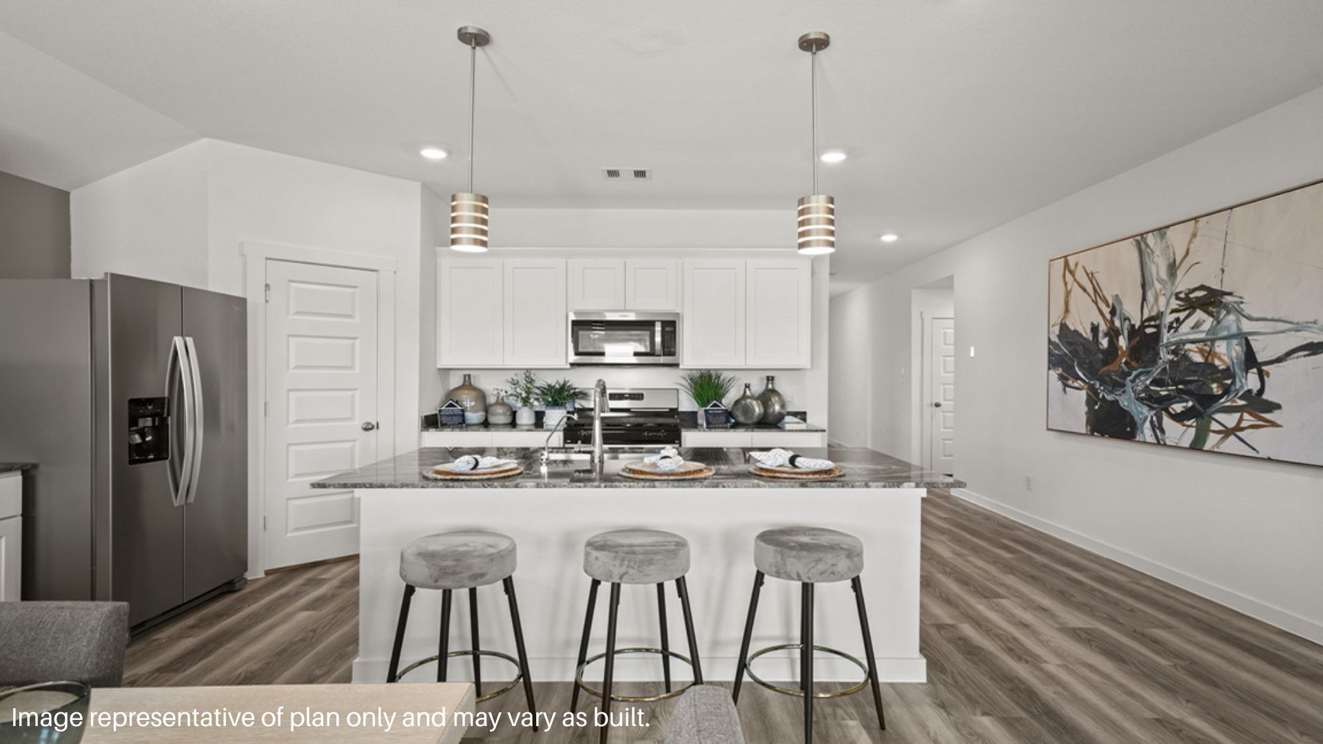 Center island in kitchen