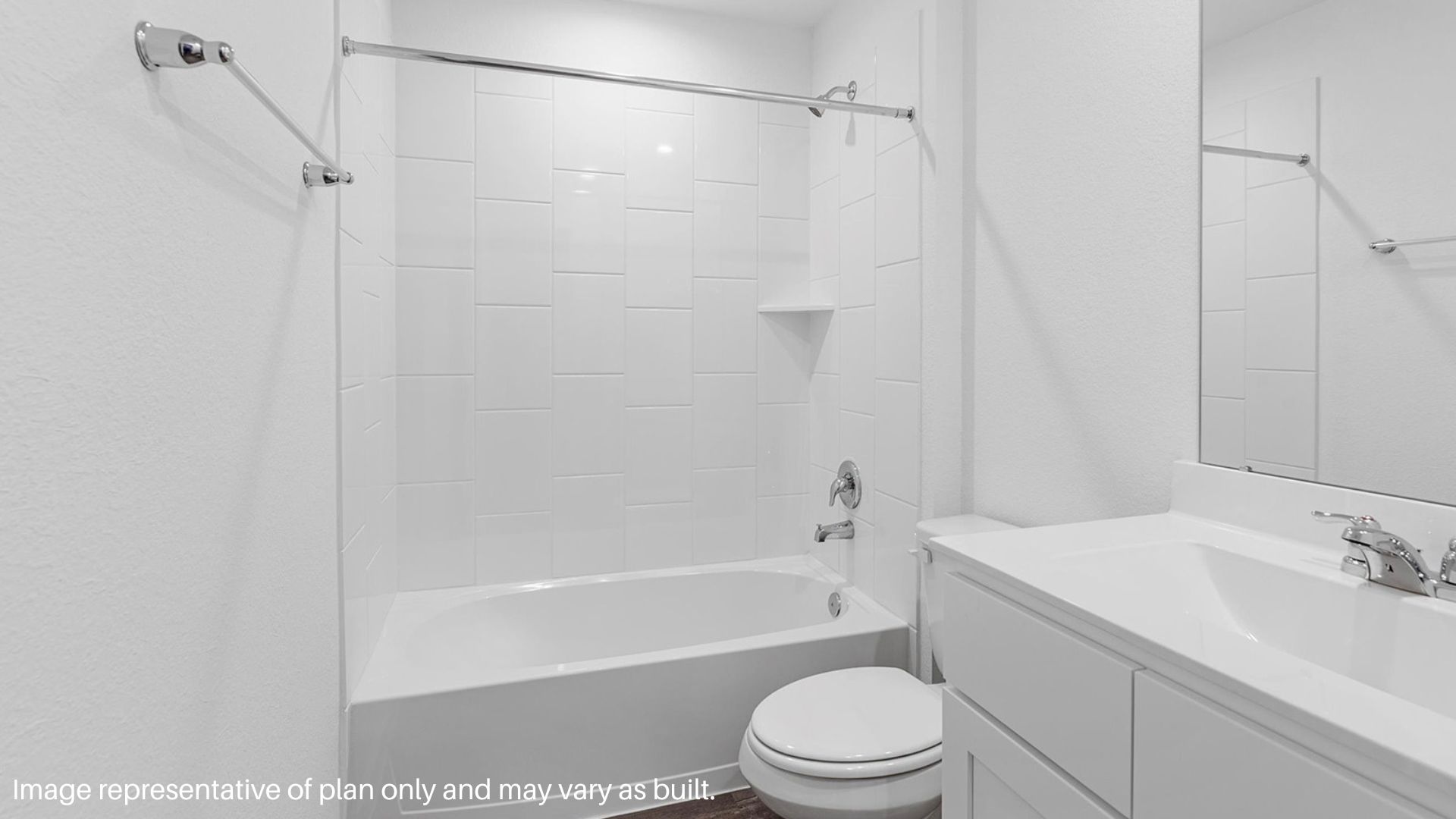 Secondary bathroom with tub/shower combo.