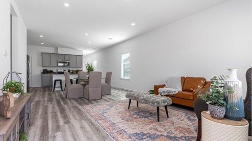 Open concept kitchen, dining, and living room