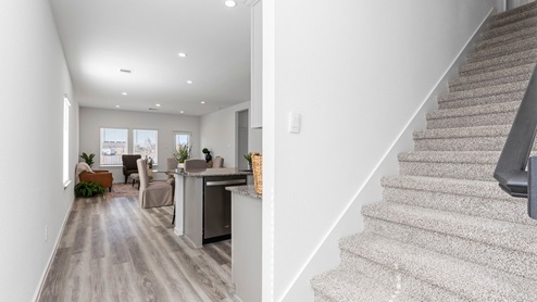 Stairway leading to upstairs media room