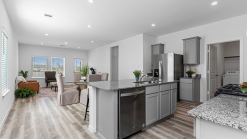 Open concept kitchen with a large island