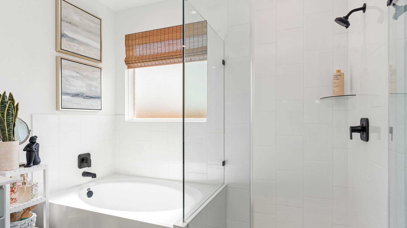 primary bathroom shower and bathtub