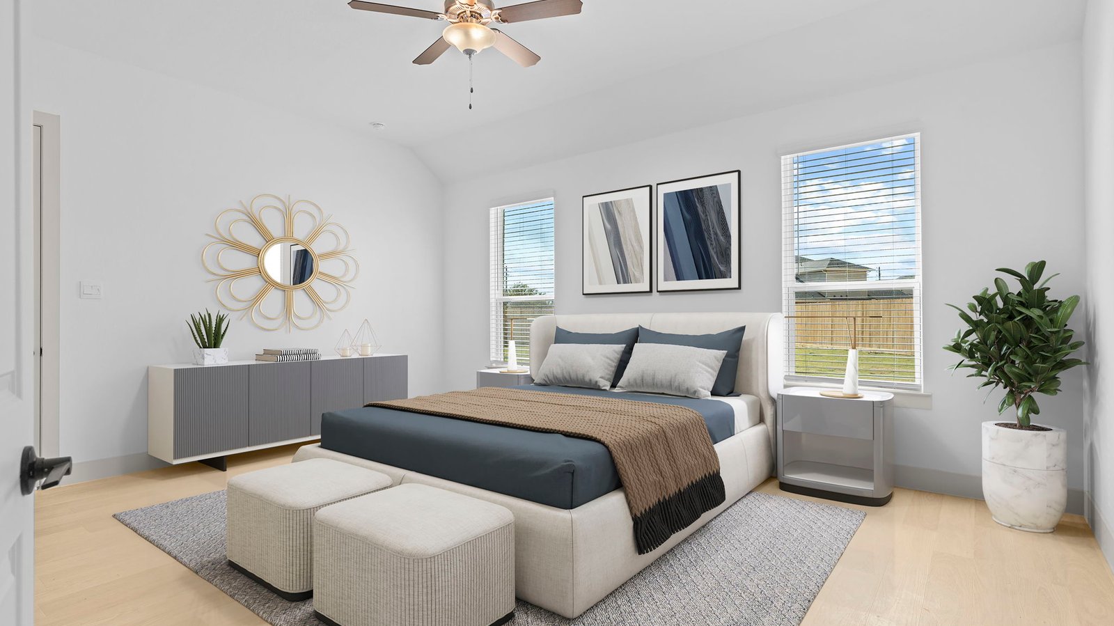 Cardinale floor plan furnished primary bedroom