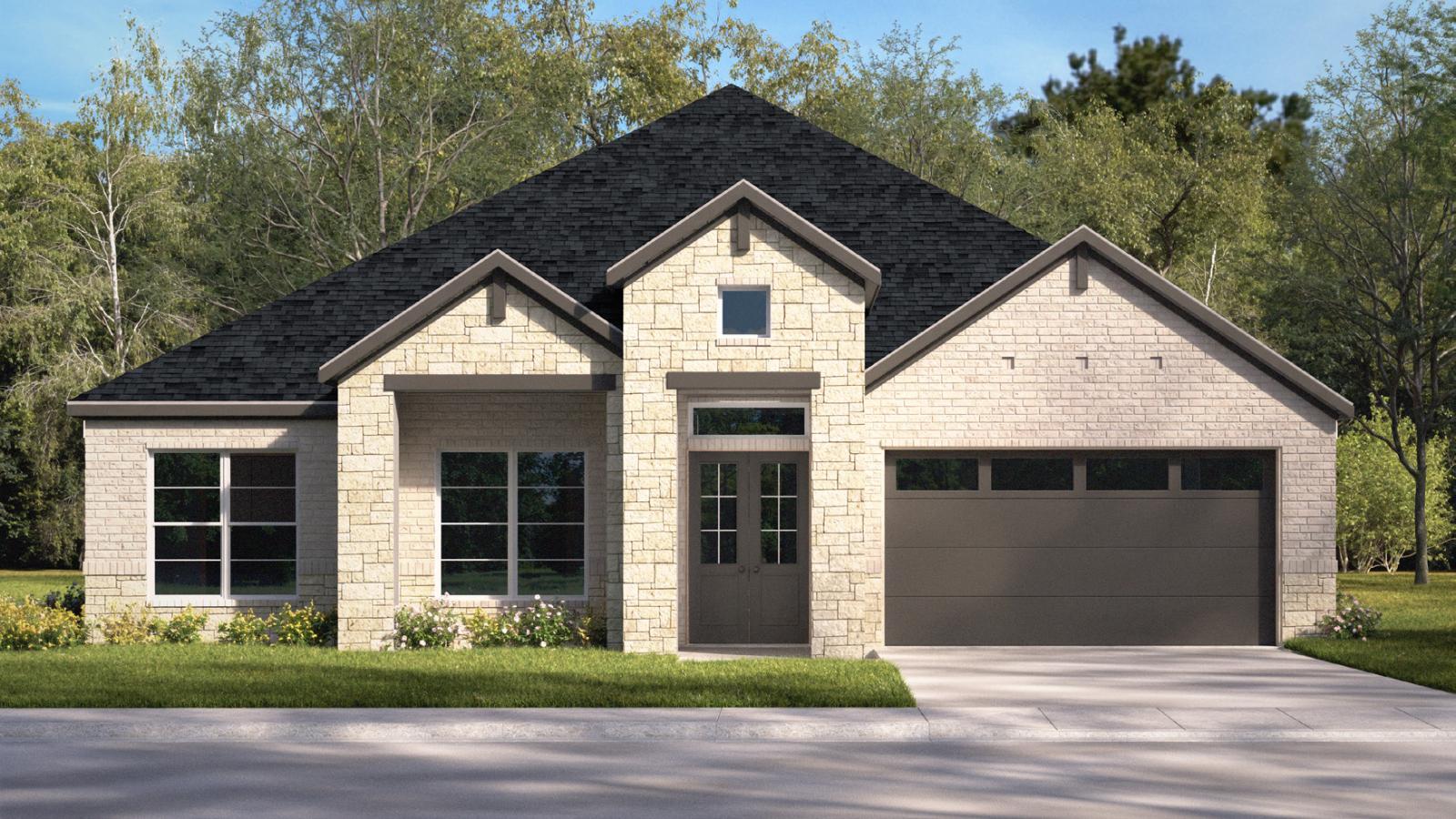 the rome, a one-story home with 3 bedrooms and 2 bathrooms with a tandem garage