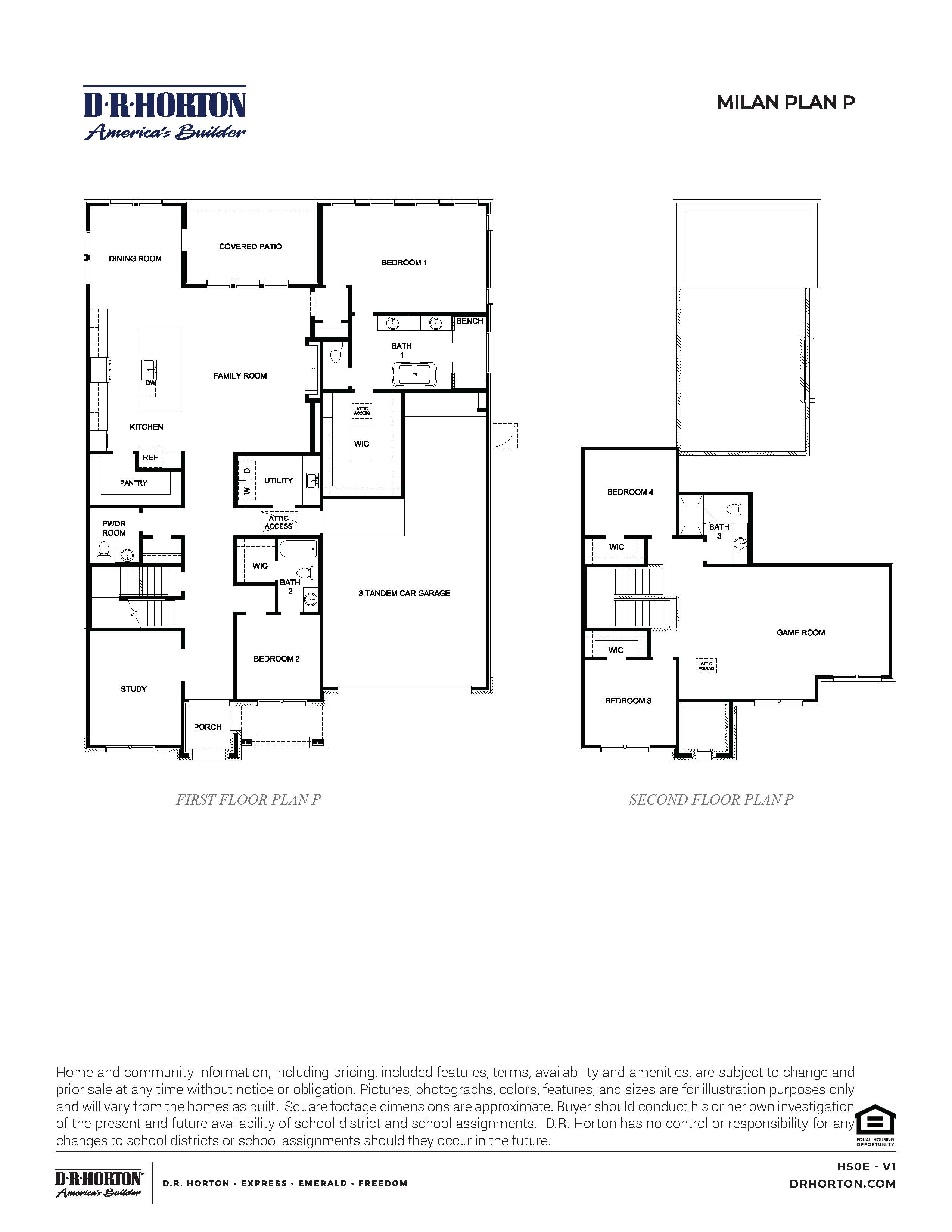 the floor plan for the milan with the P elevation