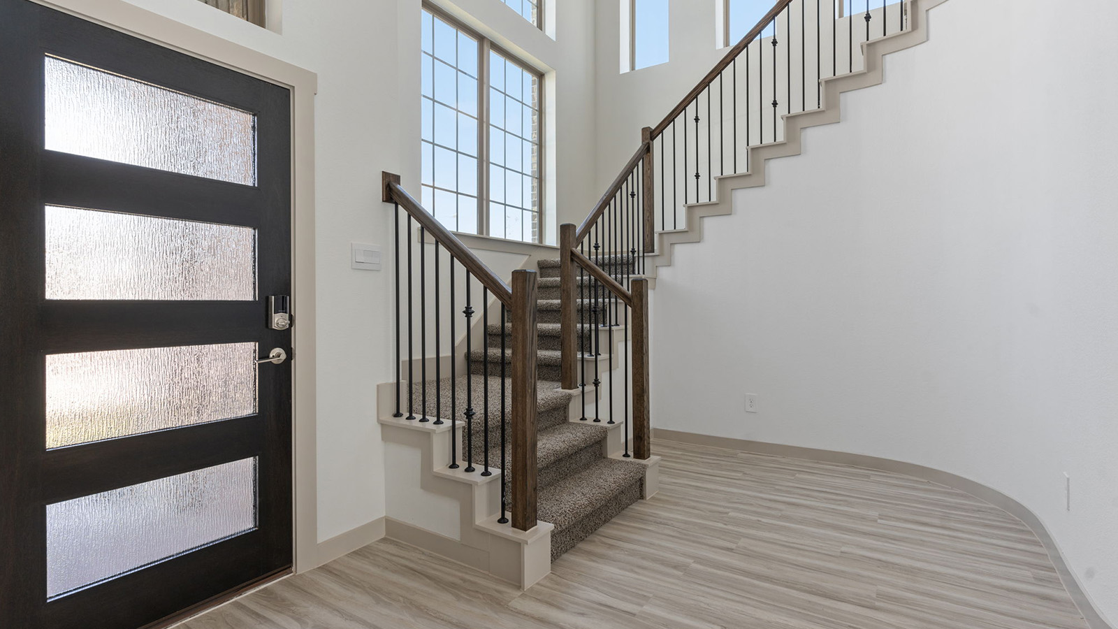 stylish front door with glass panes