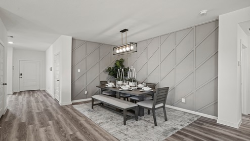 Dining area with accented walls
