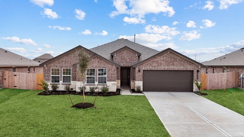 brick and stone new home in marlow lake