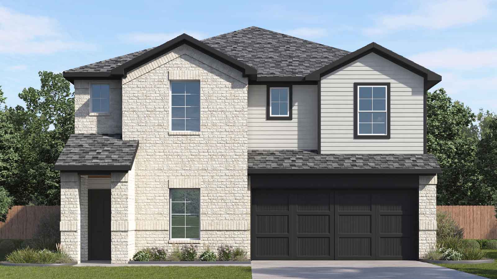 two story home with a two car garage rendering
