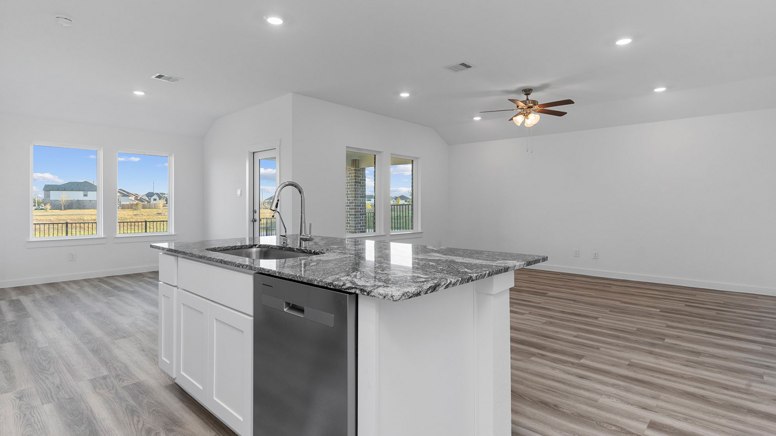 open concept kitchen with large island