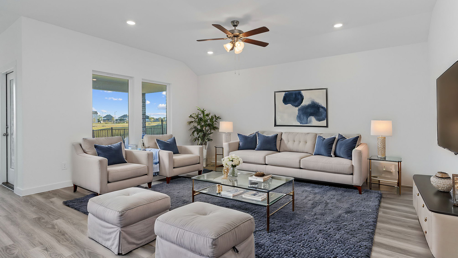 living room with large window