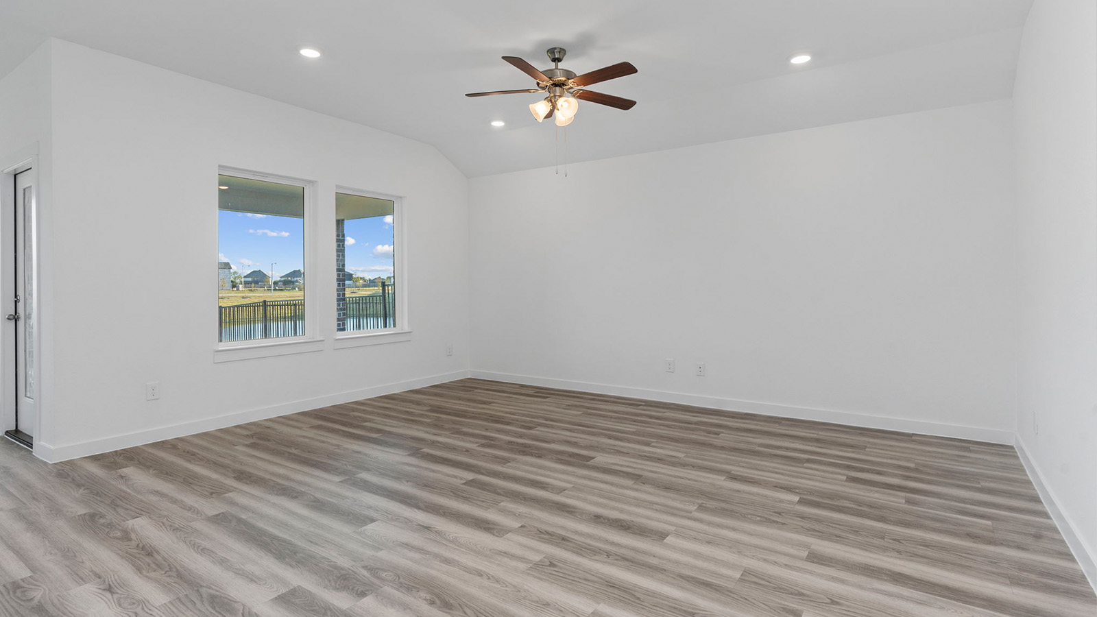 living room with large window