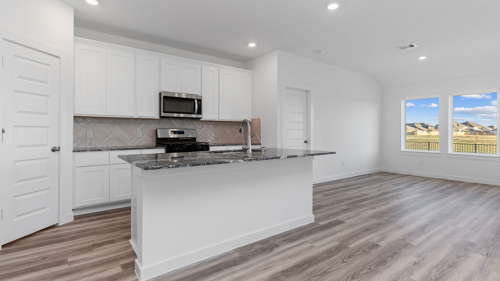 kitchen with island and walk in pantry