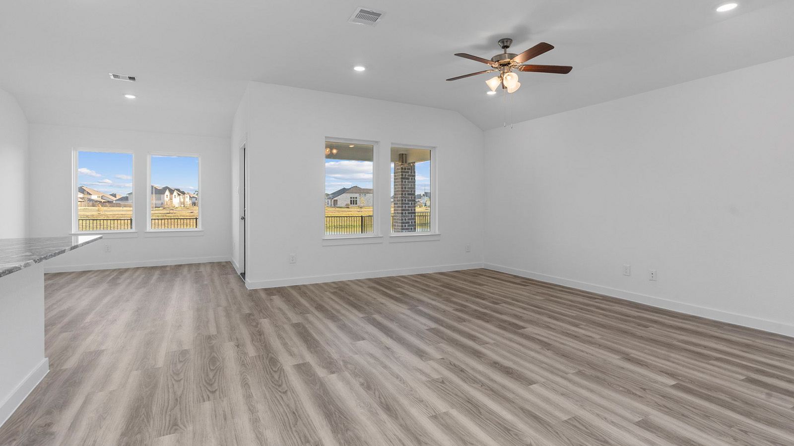 living room with large window