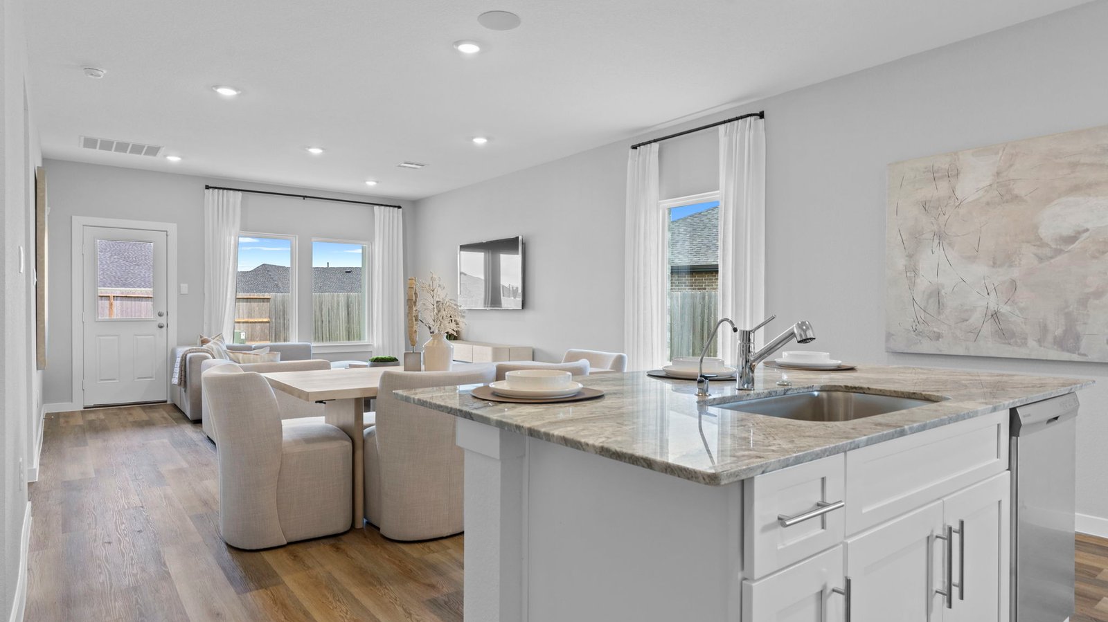 open concept kitchen with large island