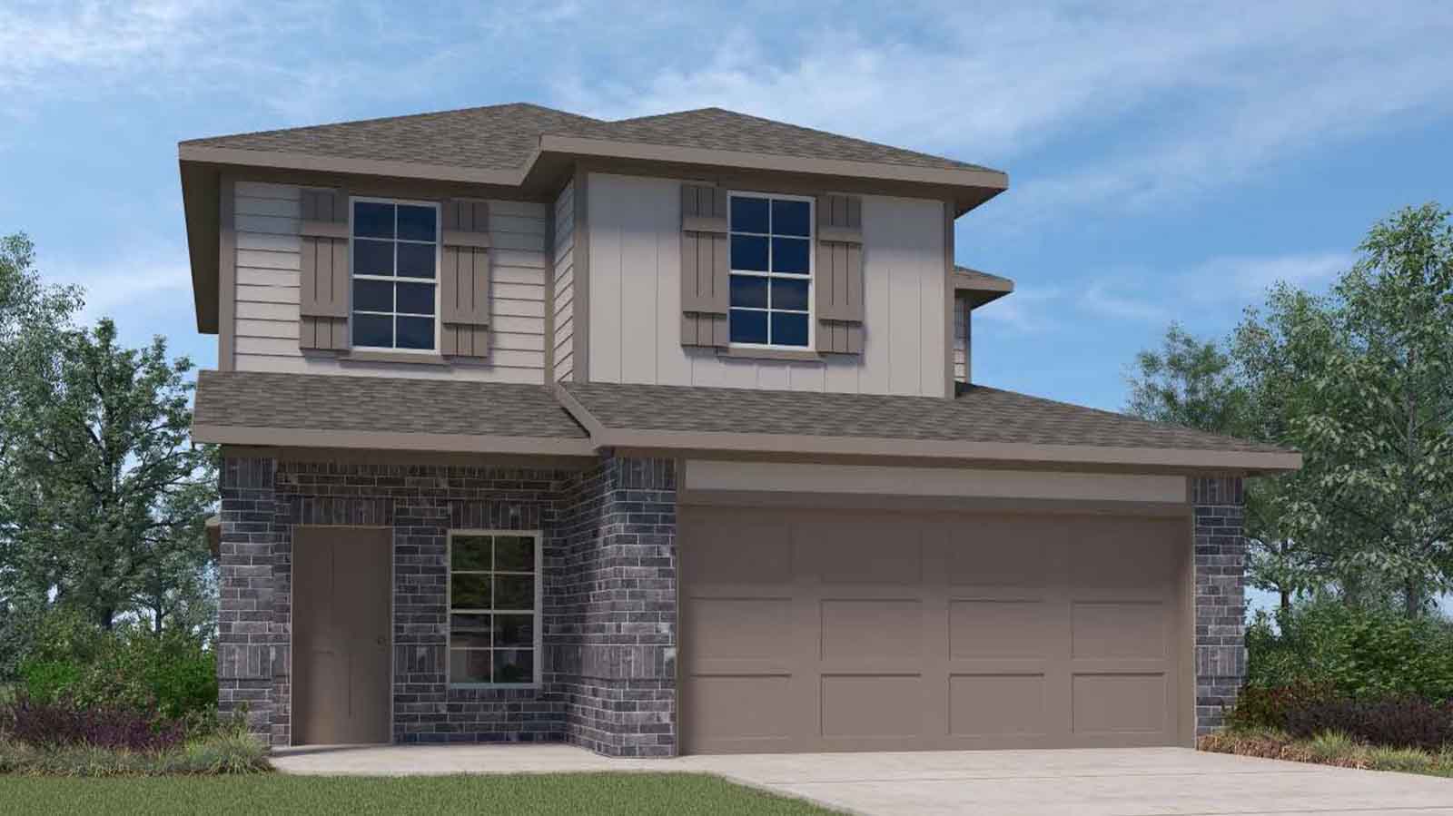 two story home with a two car garage rendering