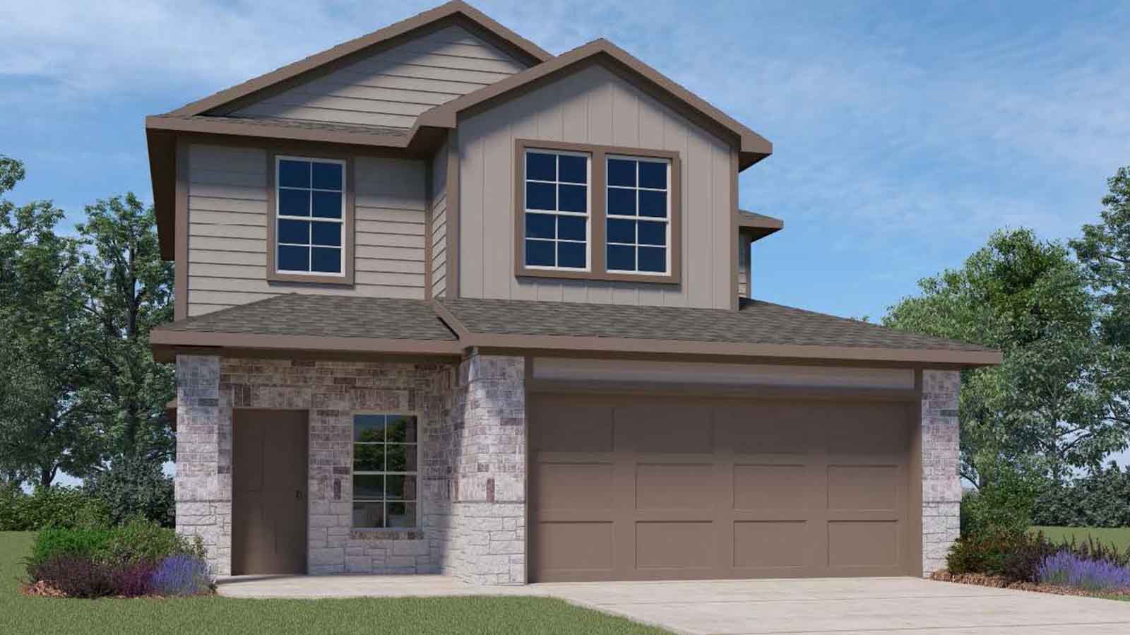two story home with a two car garage rendering