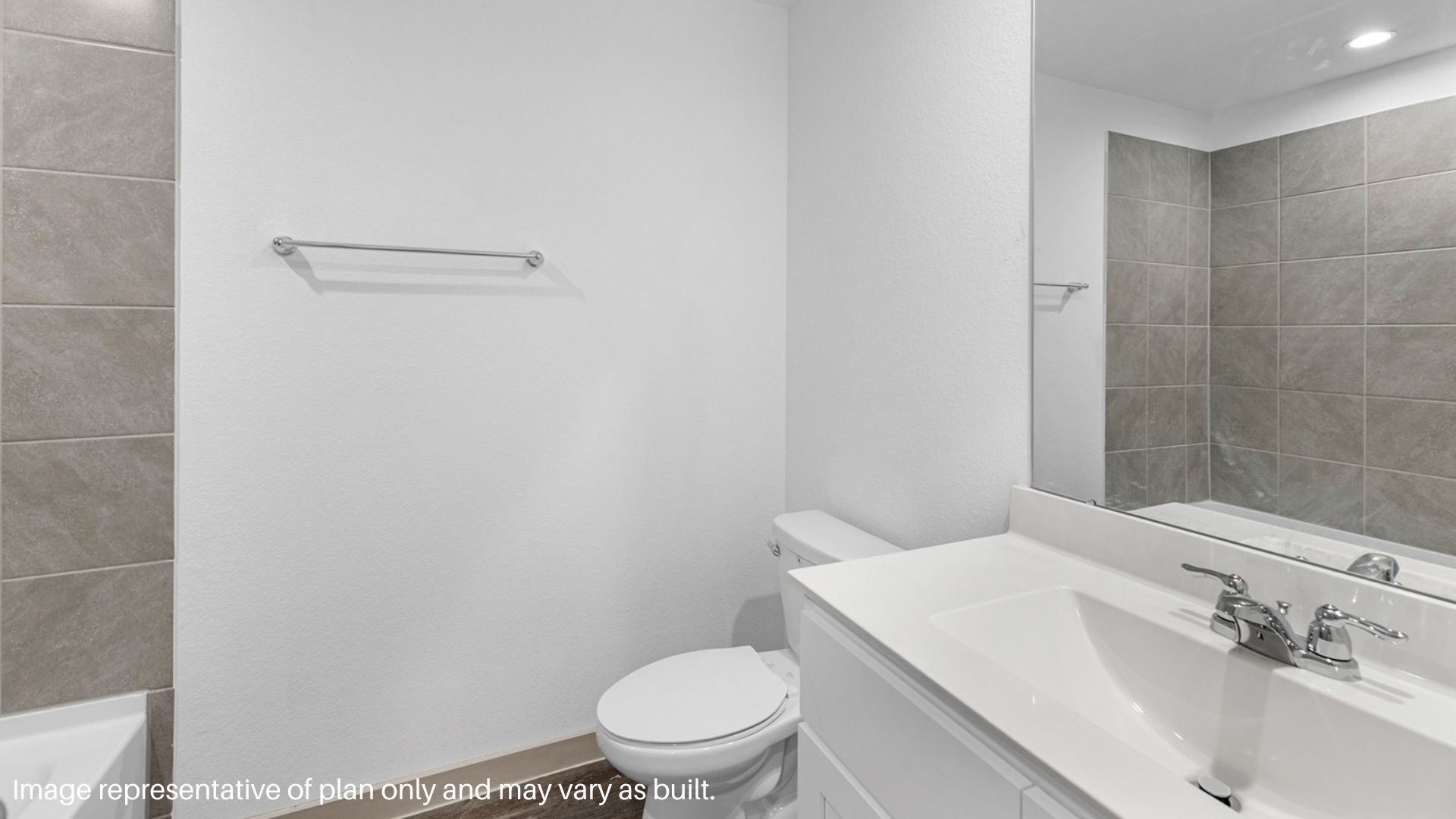 Secondary Bathroom with Tub and Shower combo and single vanity sink