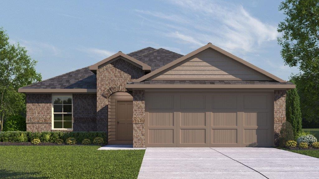 Single Story Brick Exterior Rendering