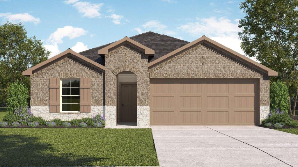 Single Story Brick and Stone Exterior Rendering