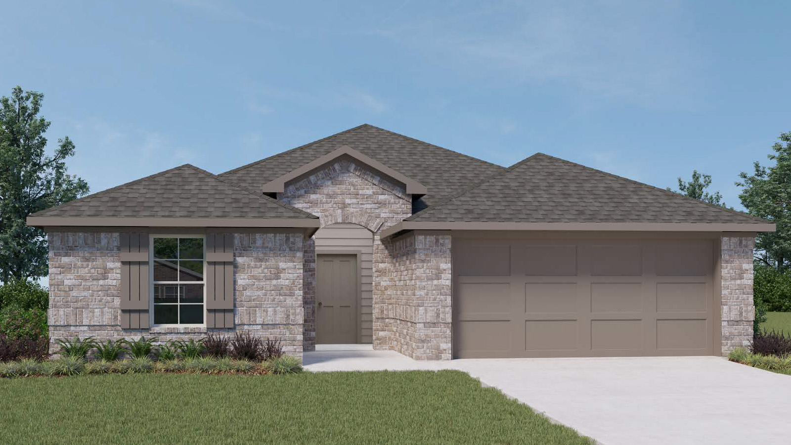 Single Story Brick Exterior Rendering