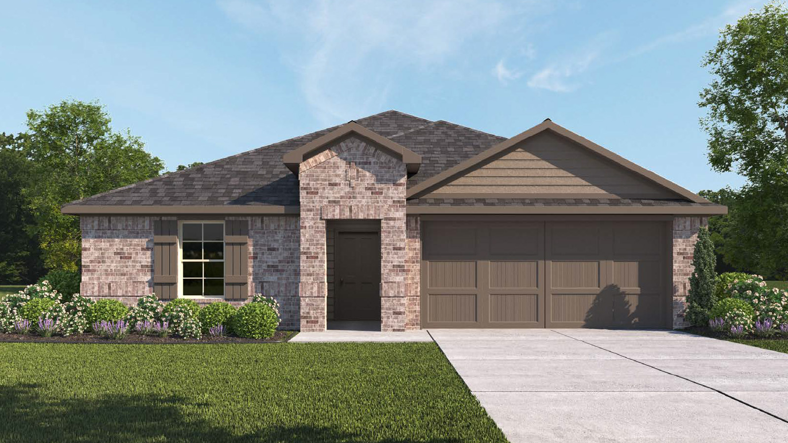 Single Story Brick Exterior Rendering