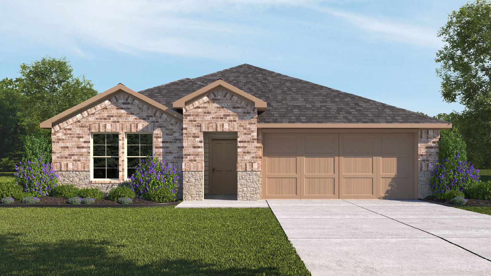 Single Story Brick/Stone Exterior Rendering
