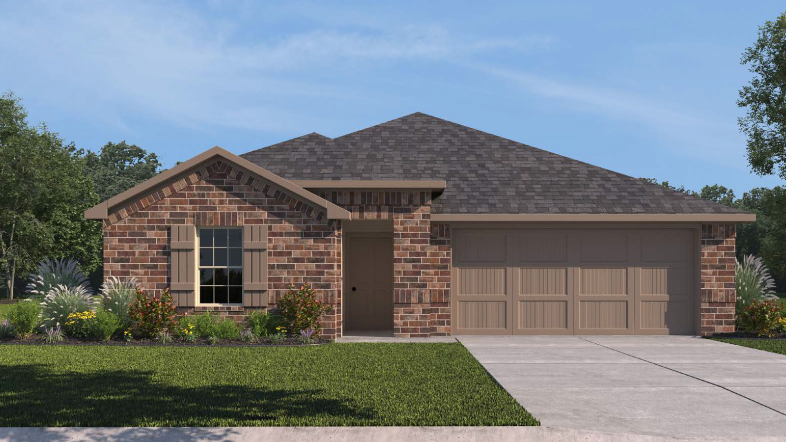 Single Story with Brick Exterior Rendering